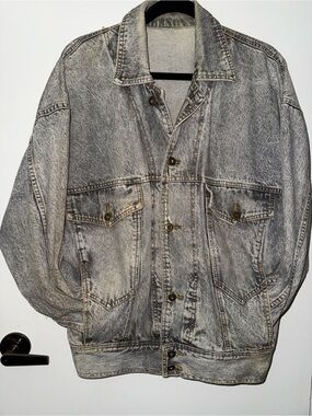 Vintage Santana Jeans Oversized Acid Washed Gray Denim Jacket